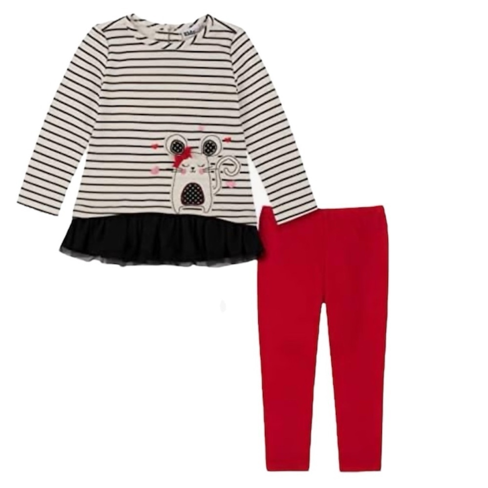 Kids Headquarters Girls 2 Pieces Long Sleeves Sweater & Red Legging Set Size 4T